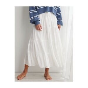 Aerie Beach Club Tiered Skirt White XL